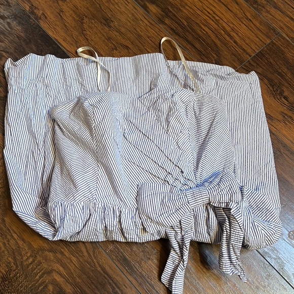 Lilly Pulitzer Henrietta Blue White Seersucker Stripe Strapless Bow Dress - Picture 7 of 12